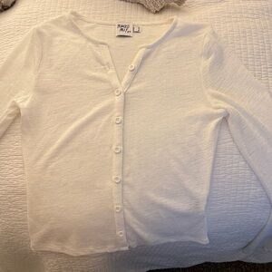 Princess Polly shear White Button-Down tight longs sleeve Shirt